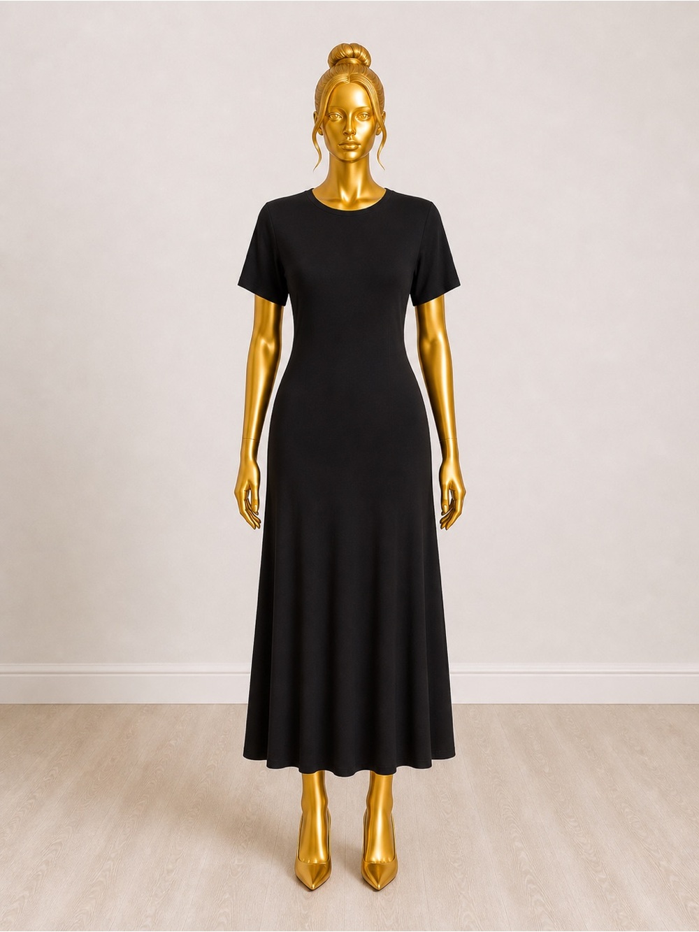 Boohoo Black Short Sleeve Maxi Dress